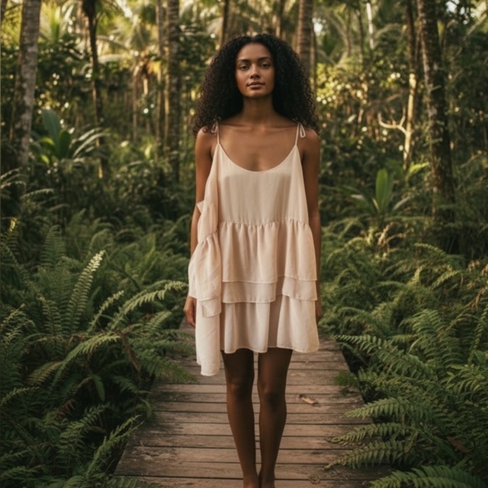 Who What Wear Blush Layered Dress